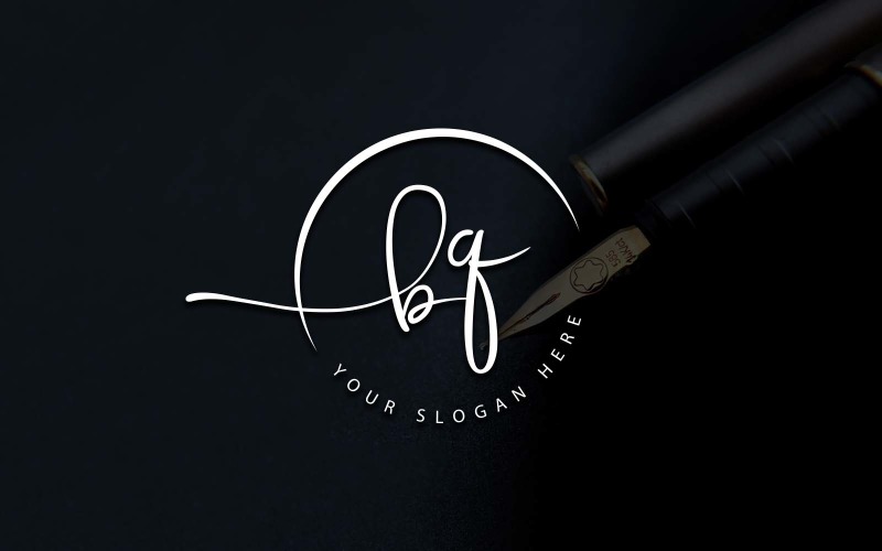 Calligraphy Studio Style BQ Letter Logo Design Logo Template