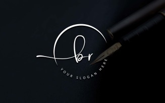 Calligraphy Studio Style BR Letter Logo Design