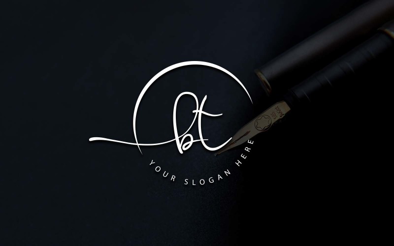 Calligraphy Studio Style BT Letter Logo Design Logo Template