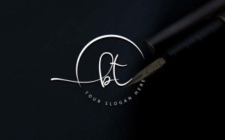 Calligraphy Studio Style BT Letter Logo Design