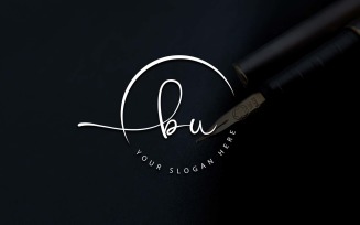 Calligraphy Studio Style BU Letter Logo Design