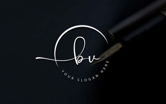 Calligraphy Studio Style BV Letter Logo Design