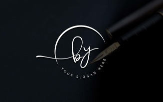Calligraphy Studio Style BY Letter Logo Design