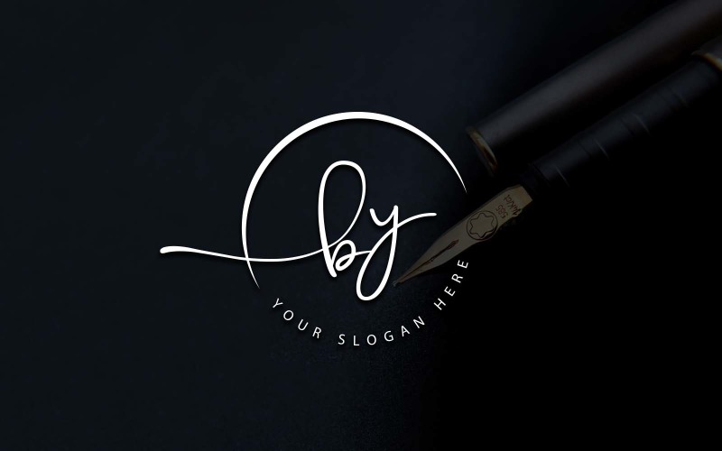 Calligraphy Studio Style BY Letter Logo Design Logo Template