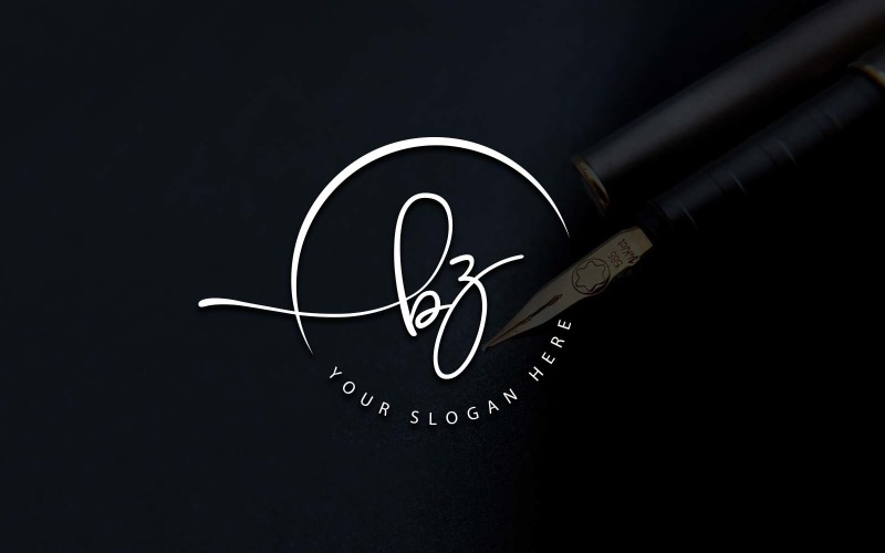 Calligraphy Studio Style BZ Letter Logo Design Logo Template