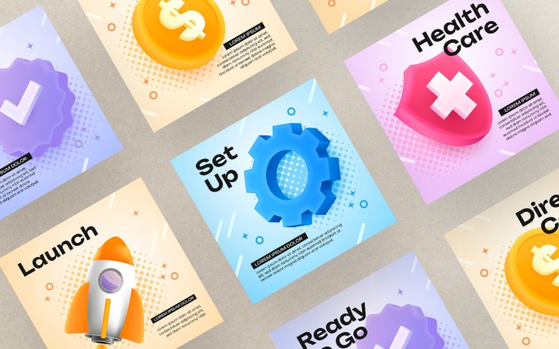 Realistic Social Media Post Collection Template