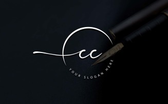 Calligraphy Studio Style CC Letter Logo Design