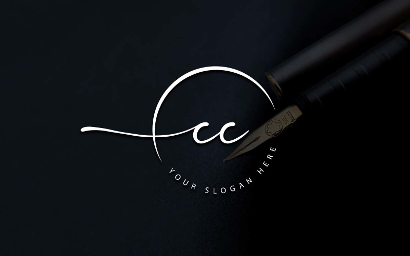Calligraphy Studio Style CC Letter Logo Design Logo Template