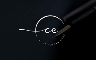 Calligraphy Studio Style CE Letter Logo Design