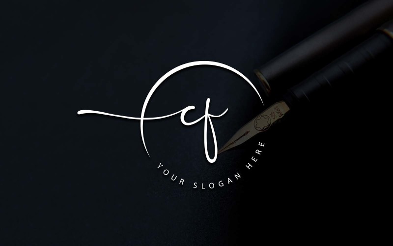 Calligraphy Studio Style CF Letter Logo Design Logo Template