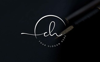 Calligraphy Studio Style CH Letter Logo Design