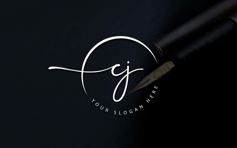 Calligraphy Studio Style CJ Letter Logo Design Logo Template