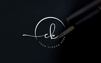 Calligraphy Studio Style CK Letter Logo Design