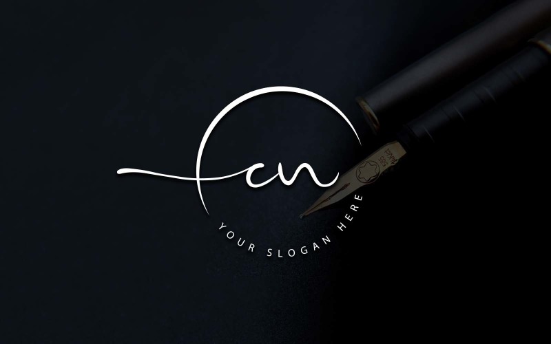 Calligraphy Studio Style CN Letter Logo Design Logo Template