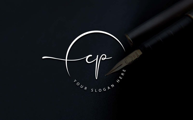 Calligraphy Studio Style CP Letter Logo Design Logo Template