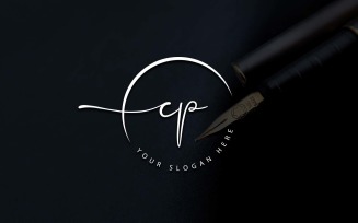 Calligraphy Studio Style CP Letter Logo Design