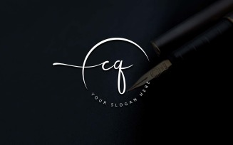 Calligraphy Studio Style CQ Letter Logo Design