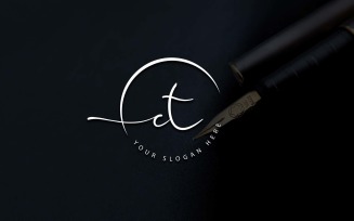 Calligraphy Studio Style CT Letter Logo Design