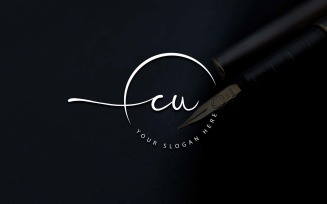 Calligraphy Studio Style CU Letter Logo Design