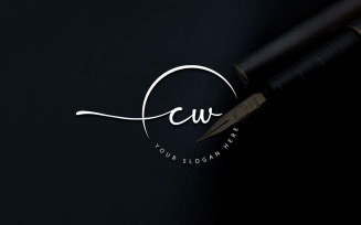 Calligraphy Studio Style CW Letter Logo Design