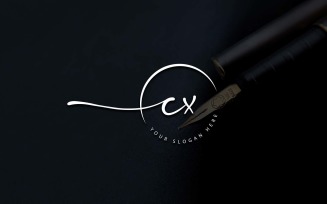 Calligraphy Studio Style CX Letter Logo Design