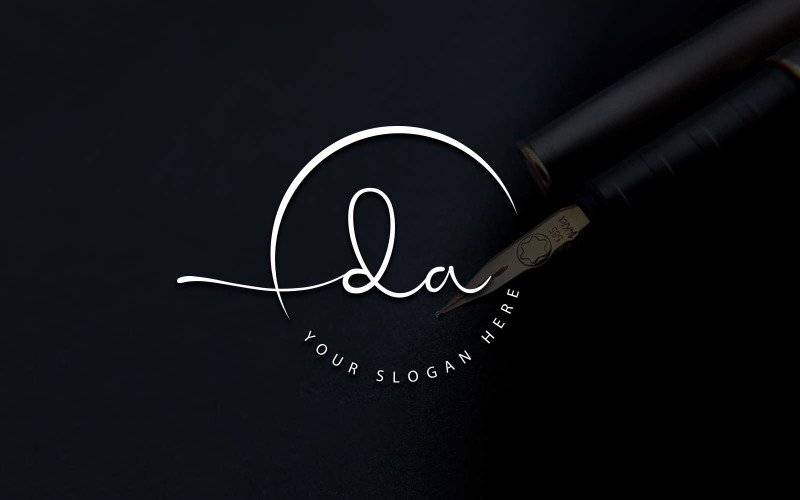 Calligraphy Studio Style DA Letter Logo Design Logo Template