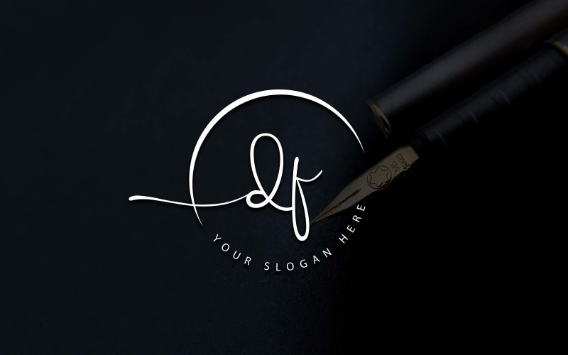 Calligraphy Studio Style DF Letter Logo Design Logo Template