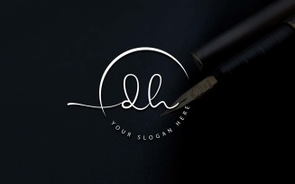 Calligraphy Studio Style DH Letter Logo Design