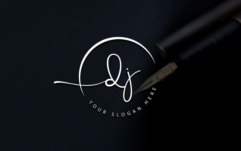 Calligraphy Studio Style DJ Letter Logo Design Logo Template