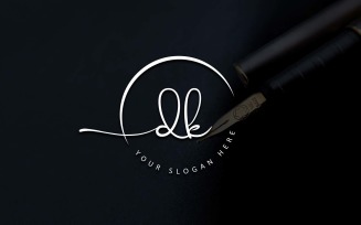 Calligraphy Studio Style DK Letter Logo Design