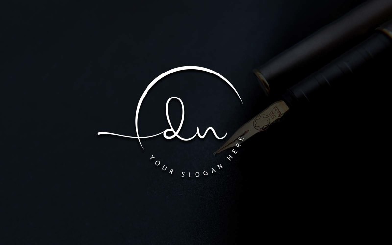 Calligraphy Studio Style DN Letter Logo Design Logo Template