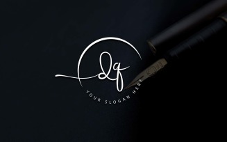Calligraphy Studio Style DQ Letter Logo Design