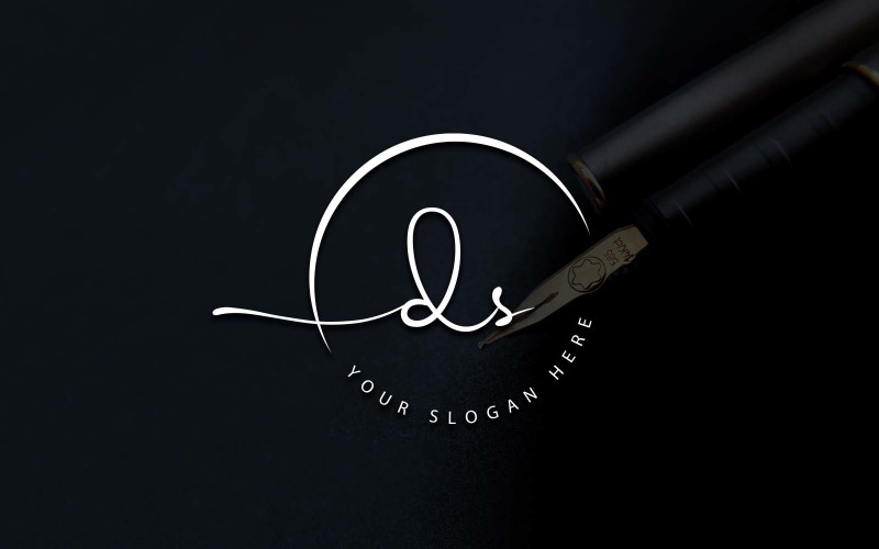 Calligraphy Studio Style DS Letter Logo Design Logo Template