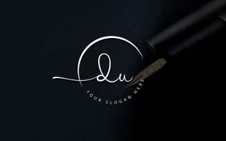 Calligraphy Studio Style DU Letter Logo Design