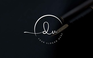 Calligraphy Studio Style DV Letter Logo Design