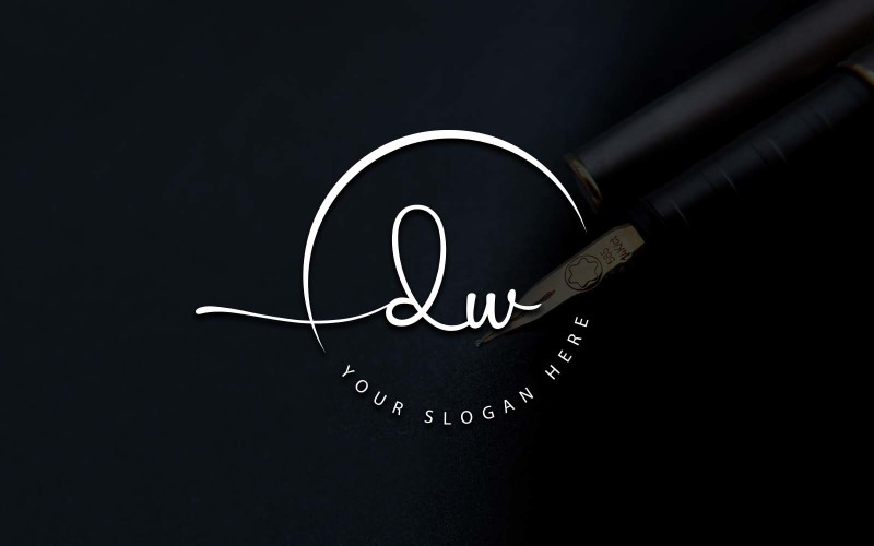 Calligraphy Studio Style DW Letter Logo Design Logo Template