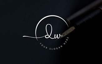 Calligraphy Studio Style DW Letter Logo Design