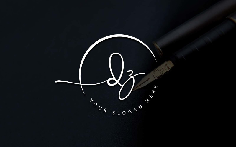 Calligraphy Studio Style DZ Letter Logo Design Logo Template