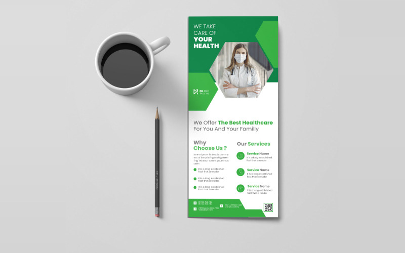 Clean and modern medical healthcare rack card design template Corporate Identity