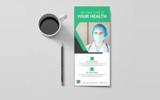 Emergency health care medical hospital clinic rack card template design
