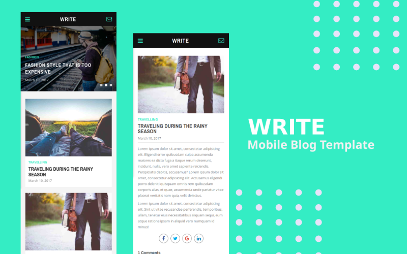Write - Mobile Blog Template Website Template