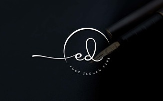 Calligraphy Studio Style ED Letter Logo Design