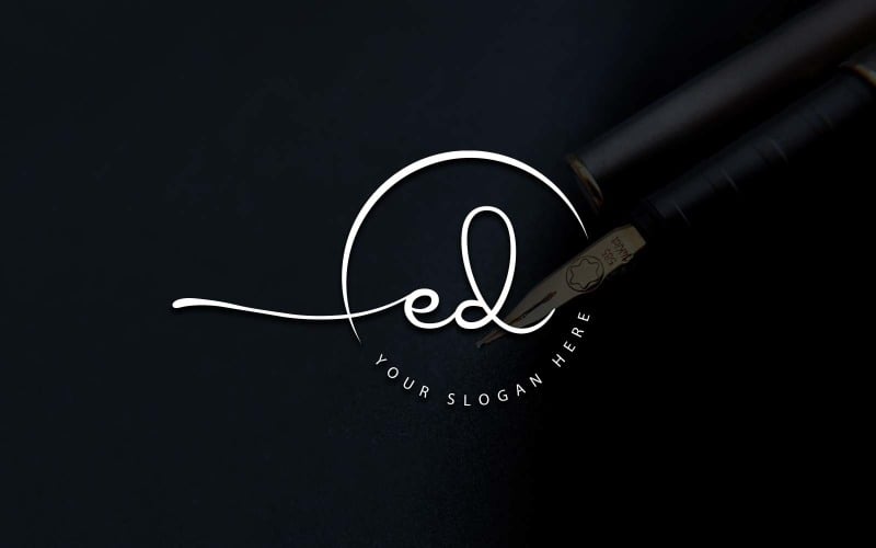 Calligraphy Studio Style ED Letter Logo Design Logo Template