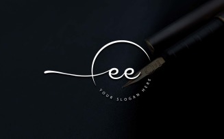 Calligraphy Studio Style EE Letter Logo Design
