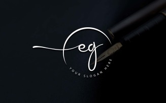 Calligraphy Studio Style EG Letter Logo Design