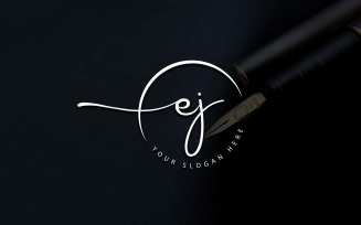 Calligraphy Studio Style EJ Letter Logo Design
