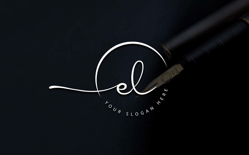 Calligraphy Studio Style EL Letter Logo Design Logo Template