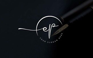 Calligraphy Studio Style EP Letter Logo Design
