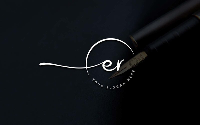 Calligraphy Studio Style ER Letter Logo Design Logo Template