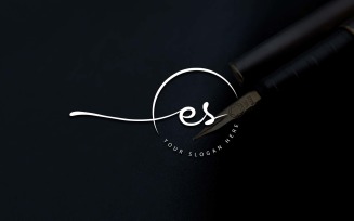 Calligraphy Studio Style ES Letter Logo Design